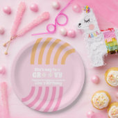 Retro Way Two Groovy Daisy Blume Birthday Pink Pappteller (Party)