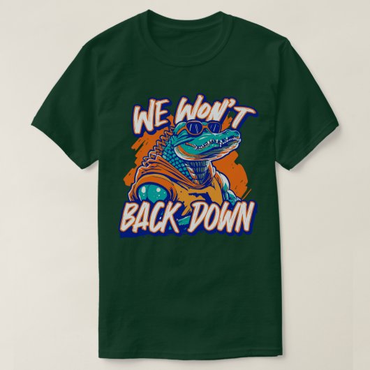 Retro We Wonot Back Down Blue und Orange Gator Gam T-Shirt (Design vorne)