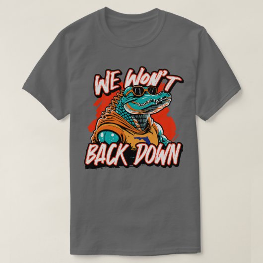 Retro We Wonot Back Down Blue und Orange Gator Gam T-Shirt (Design vorne)
