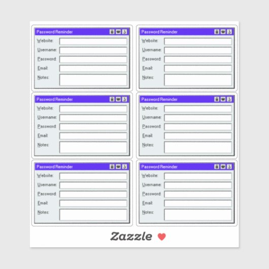 Retro-Webseiten-Benutzername Log Passwort-Tracker  Aufkleber (Blatt)
