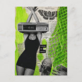 Retro-Wecker-Dame Collage Postkarte (Vorderseite)