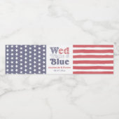 Retro Wed White Blue Backyard Polterabend Wasserflaschenetikett (Einzelnes Label)