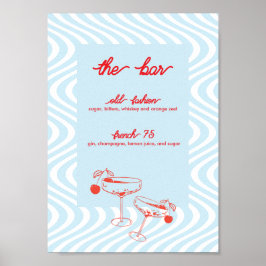 Retro Wedding Bar Sign - Blue Wave Poster