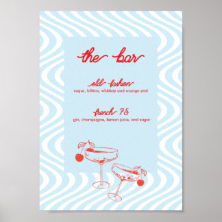 Retro Wedding Bar Sign - Blue Wave Poster