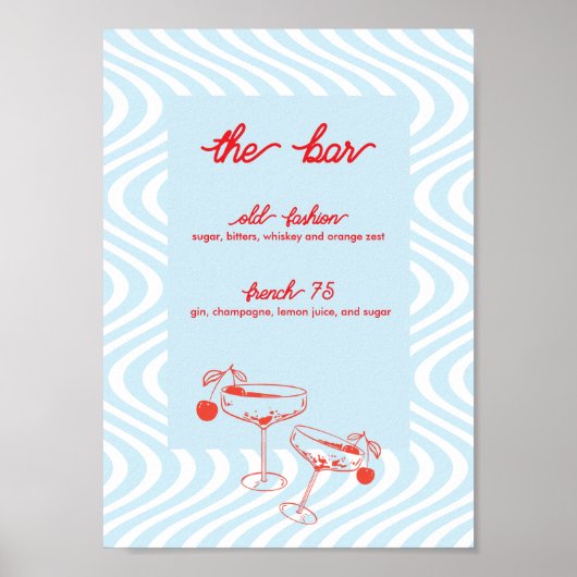 Retro Wedding Bar Sign - Blue Wave Poster (Vorne)