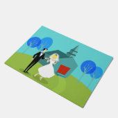 Retro Wedding Couple Door Mat Fußmatte (Schrägansicht)