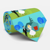 Retro Wedding Couple Krawatte (Gerollt)