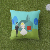 Retro Wedding Couple Outdoor Kissen (Golfball-Marker)