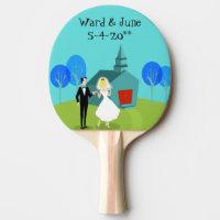 Retro Wedding Couple Ping Pong Paddle