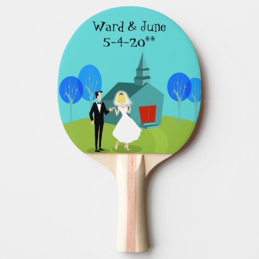 Retro Wedding Couple Ping Pong Paddle Tischtennis Schläger (Vorderseite)