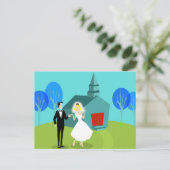 Retro Wedding Couple Postcard Postkarte (Stehend Vorderseite)