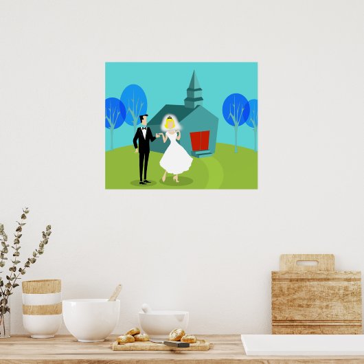 Retro Wedding Couple Poster (Küche)