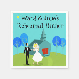 Retro Wedding Couple Probe Dinner Napkins Serviette