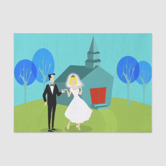 Retro Wedding Couple Tissue Paper Seidenpapier (Vorderseite)