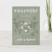 Retro Wedding Destination Passport Karte QR Code (Vorderseite)