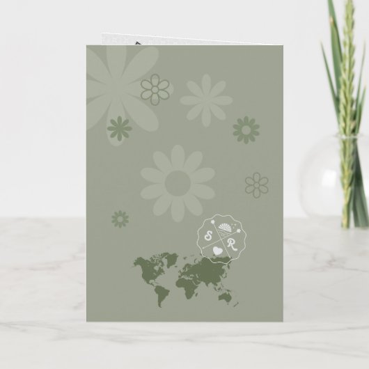 Retro Wedding Destination Passport Karte QR Code (Rückseite)