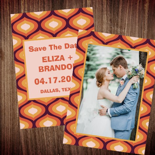 Retro Wedding Foto 70er Save the Date Einladung