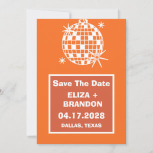 Retro Wedding Foto Disco Ball 70er Save the Date Einladung