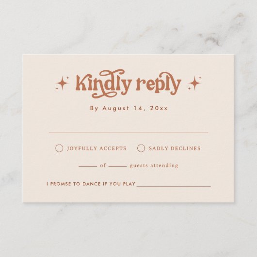 Retro Wedding Invite, Terracotta Boho Begleitkarte (Vorderseite)