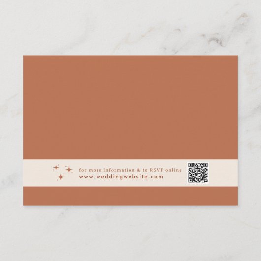 Retro Wedding Invite, Terracotta Boho Begleitkarte (Rückseite)