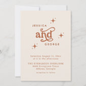 Retro Wedding Invite, Terracotta Boho Einladung (Vorderseite)