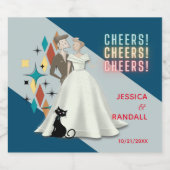 Retro Wedding Labels für glänzende Weinflaschen Schaumweinetikett (Einzelnes Label)