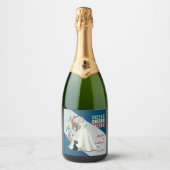 Retro Wedding Labels für glänzende Weinflaschen Schaumweinetikett (Vorderseite)