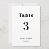 Retro Wedding Minimalistisch Script Tischnummer (Vorderseite)