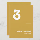 Retro Wedding Minimalistisch Script Tischnummer (Vorne/Hinten)