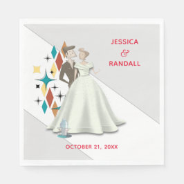 Retro Wedding Paper Napkin Serviette