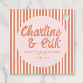 Retro Wedding Red Striping Handwriting Danke Fa Geschenkanhänger (Rückseite)