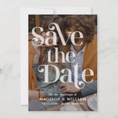 Retro Wedding Save the Date QR Code Foto Einladung (Vorderseite)