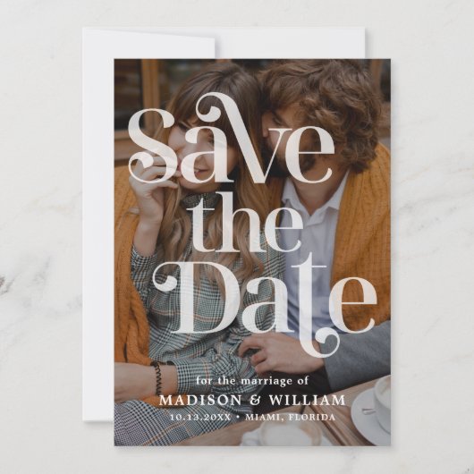 Retro Wedding Save the Date QR Code Foto Einladung (Vorderseite)