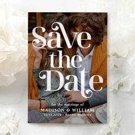Retro Wedding Save the Date QR Code Foto Einladung
