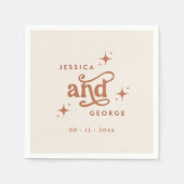 Retro Wedding, Terracotta Boho Serviette (Vorderseite)