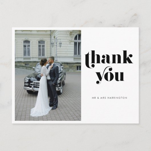 Retro Wedding Vielen Dank Foto Postkarte (Vorderseite)