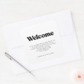 Retro Wedding Willkommensbeutel Quadratischer Aufkleber (Umschlag)