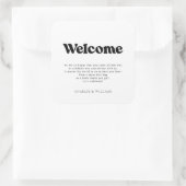 Retro Wedding Willkommensbeutel Quadratischer Aufkleber (Tasche)