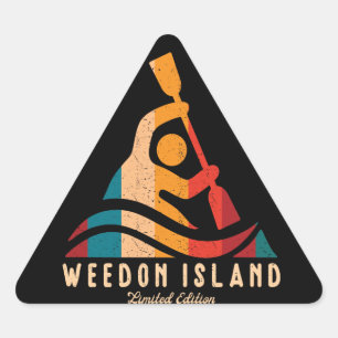 Retro Weedon Island Kayaking Dreieckiger Aufkleber