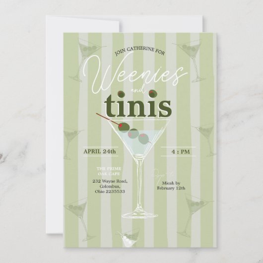 Retro Weenies und Tinis Bachelorette Einladung (Vorderseite)