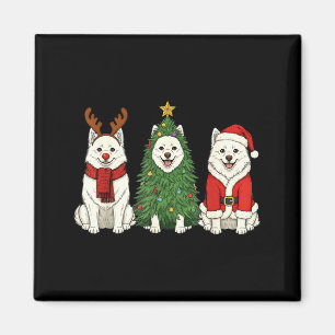 Retro-Weihnachten Amerikanischer Eskimohund Santa  Magnet