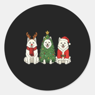 Retro-Weihnachten Amerikanischer Eskimohund Weihna Runder Aufkleber