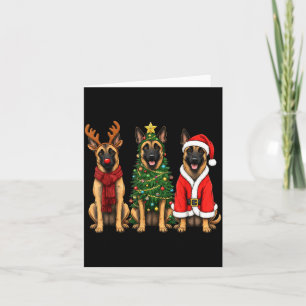 Retro-Weihnachten Belgischer Malinois Santa Rentie Karte
