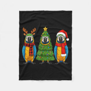 Retro-Weihnachten Blau Und Gelb Ara Papagei Weihna Fleecedecke