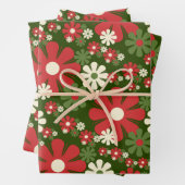 Retro Weihnachten Blume 60er 70er Ästhetische Geschenkpapier Set (Beispiel)
