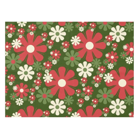 Retro Weihnachten Blume 60er 70er Floral Pattern Tischdecke (Vorderseite (Horizontal))