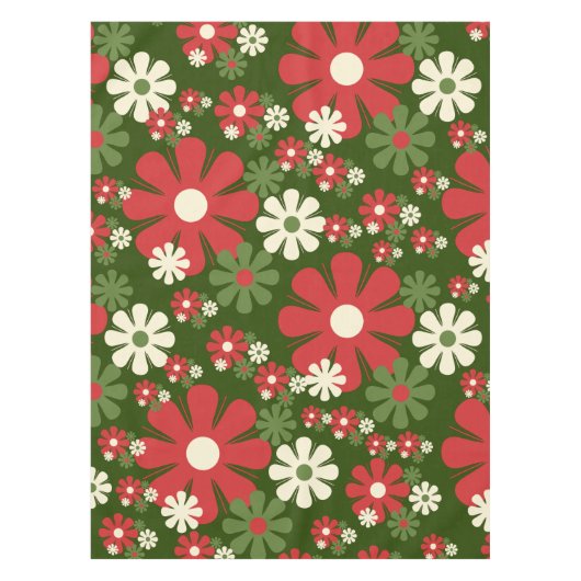 Retro Weihnachten Blume 60er 70er Floral Pattern Tischdecke (Vorderseite)