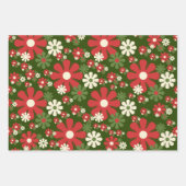 Retro Weihnachten Blume 60er 70er Florals mit Name Geschenkpapier Set (Vorderseite 3)