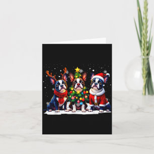 Retro-Weihnachten Boston Terrier Weihnachtsmann Re Karte