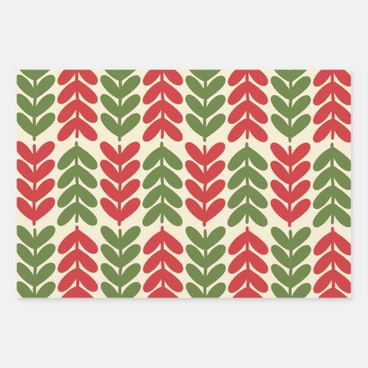 Retro Weihnachten Botanische Muster Geschenkpapier Set (Vorderseite)